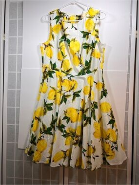 Grace Karin Yellow Lemon Print Sleeveless Sundress